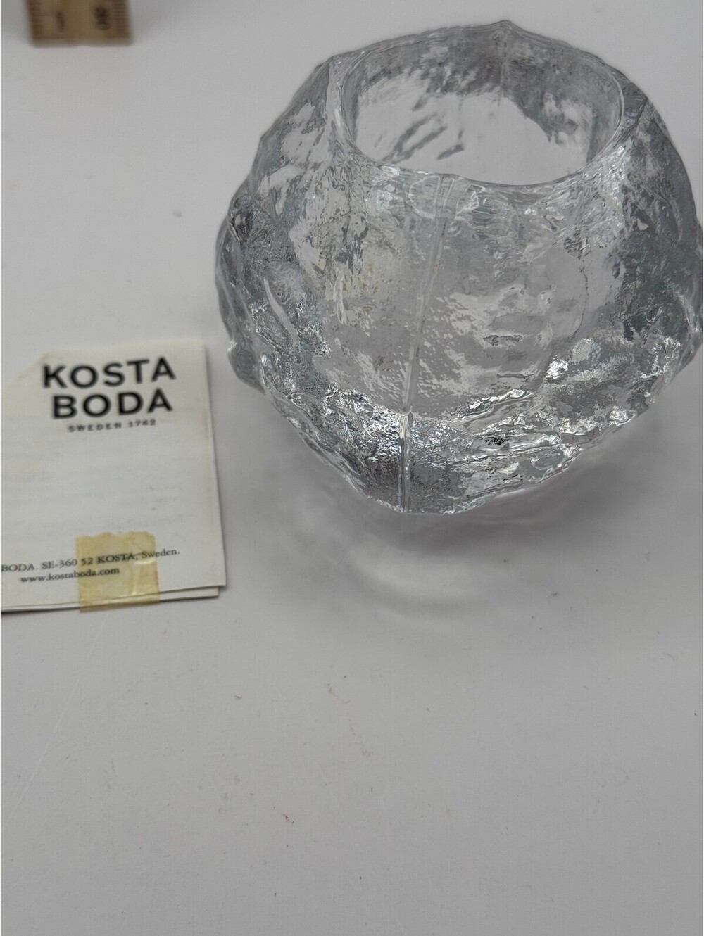 Kosta Boda Snowball Crystal Votive Candle Holder Ann Warff w/ Box Sweden - Picture 4 of 6